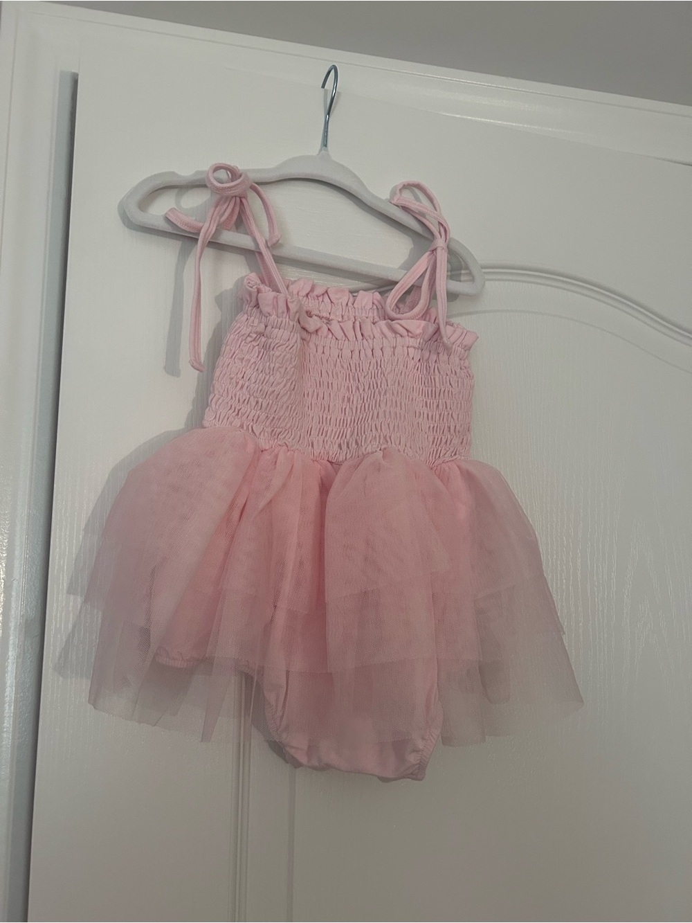 Caden Lane Pink Tulle Smocked Baby Dress